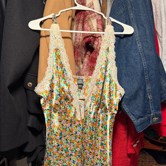 wild fable Yellow Floral Maxi Dress with Cream Lace - Picture 4 of 4